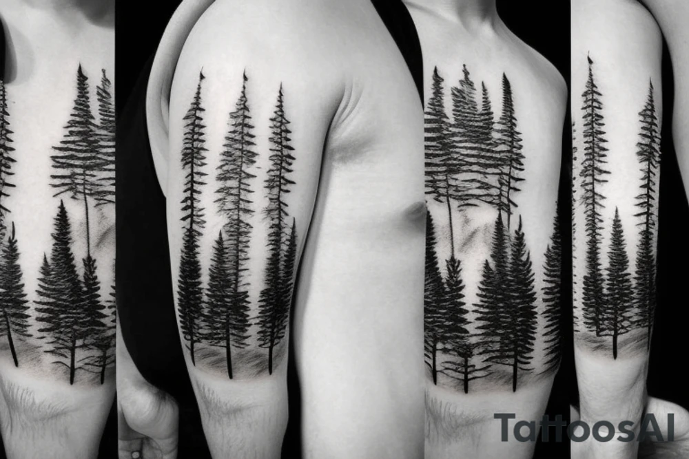 nature based with trees mountains tattoo idea
