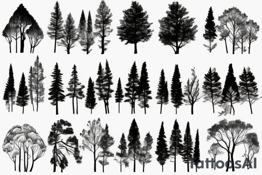 nature based with trees mountains tattoo idea