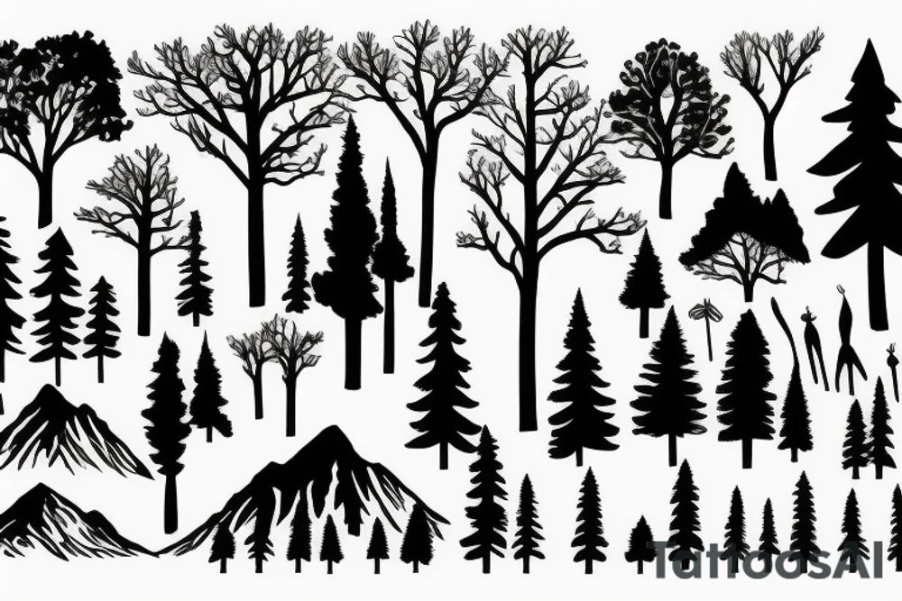 nature based with trees mountains tattoo idea