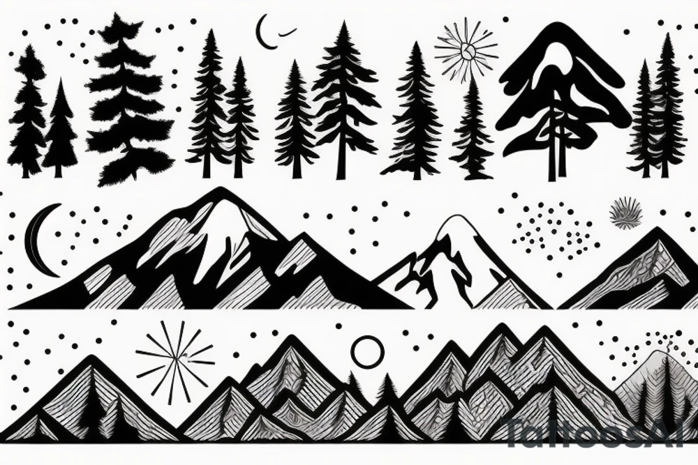 nature based with trees mountains tattoo idea