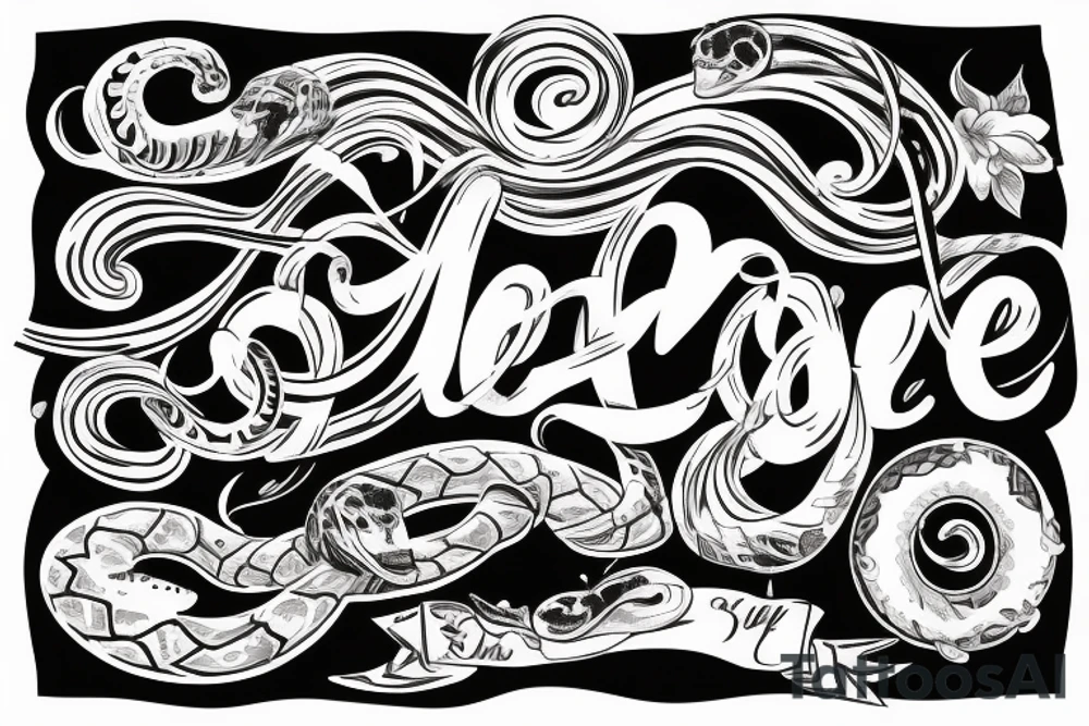 snake with the word “amore” tattoo idea