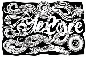 snake with the word “amore” tattoo idea