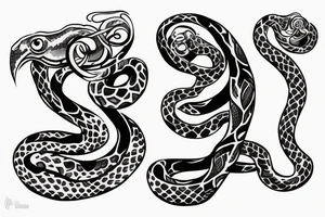 snake with the word “amore” tattoo idea
