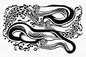 tramp stamp simple snake with the word “amore” tattoo idea