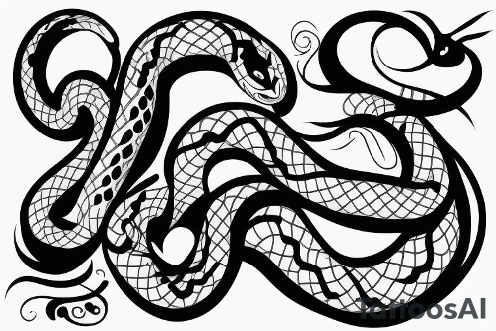 tramp stamp simple snake with the word “amore” tattoo idea