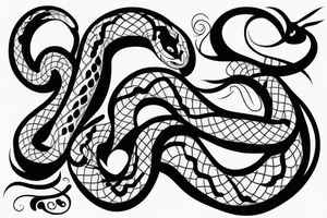 tramp stamp simple snake with the word “amore” tattoo idea