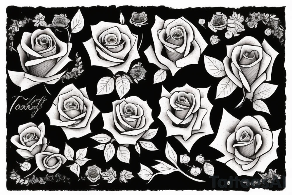 Roses and flowers tattoo idea