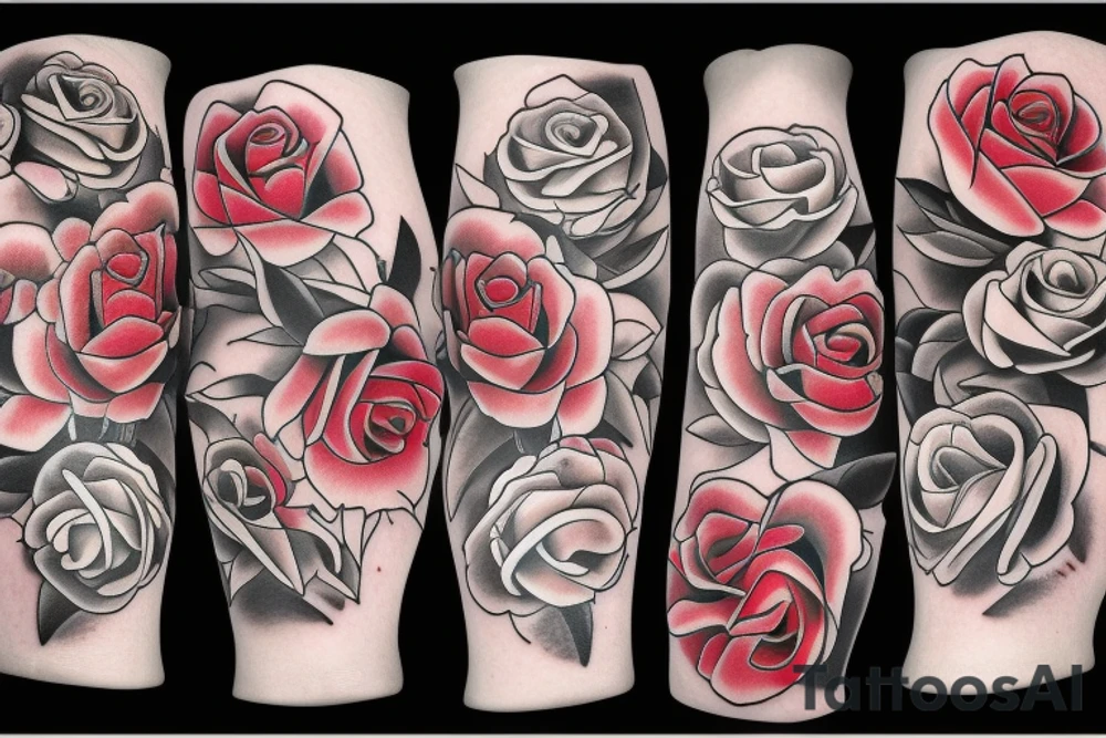 Roses and flowers tattoo idea