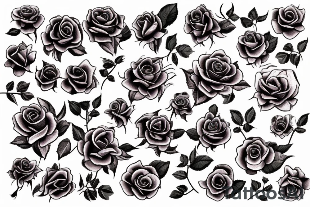 Roses and flowers tattoo idea