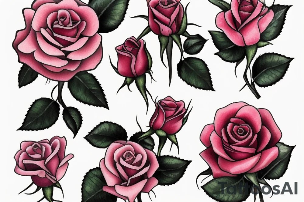 Roses and flowers tattoo idea