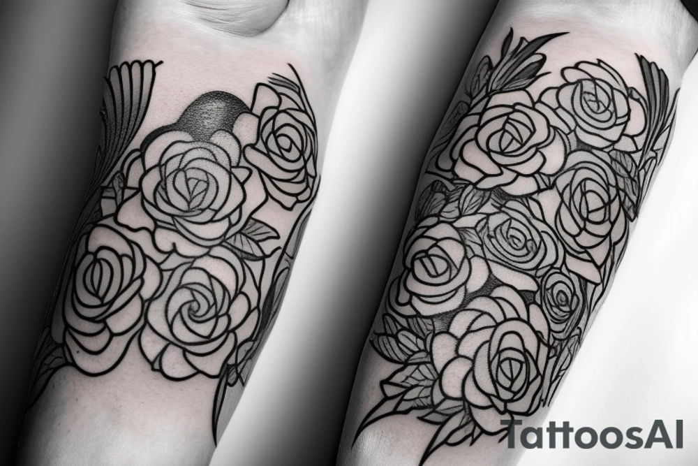 Sea waves and flowers tattoo idea