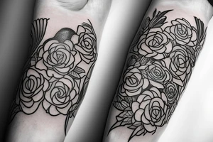 Sea waves and flowers tattoo idea