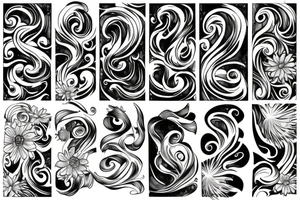 Sea waves and flowers tattoo idea