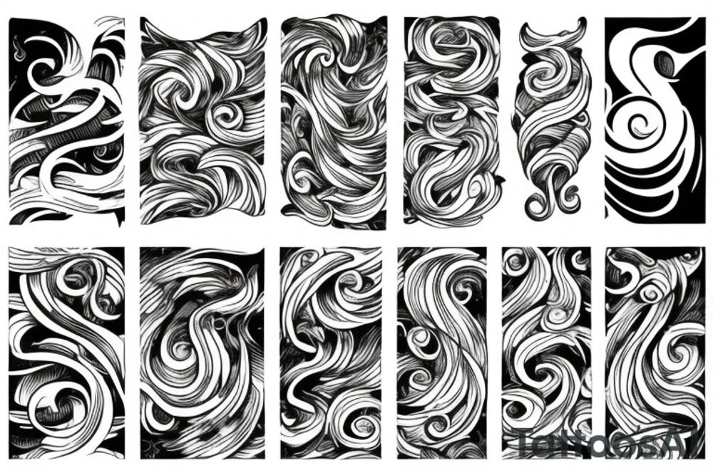 Sea waves and flowers tattoo idea