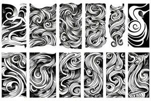 Sea waves and flowers tattoo idea