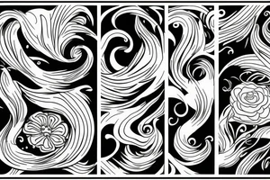 Sea waves and flowers tattoo idea