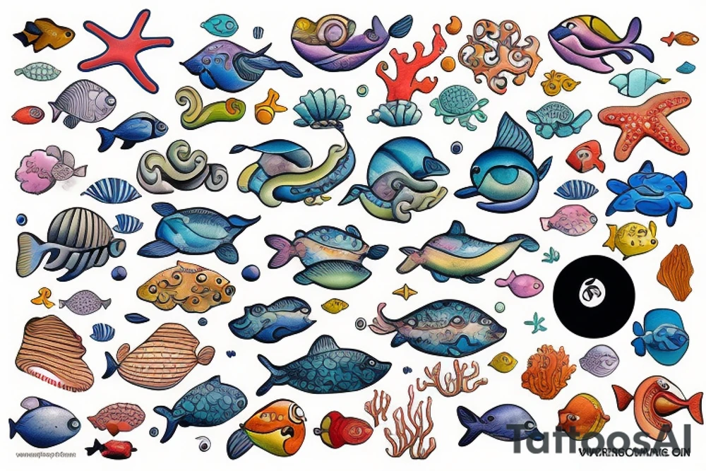 Love moving in the sea tattoo idea