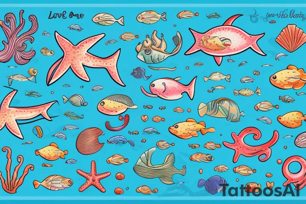 Love moving in the sea tattoo idea