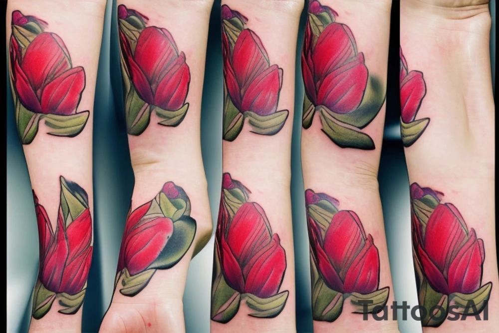 Roses tulips and orchids tattoo idea