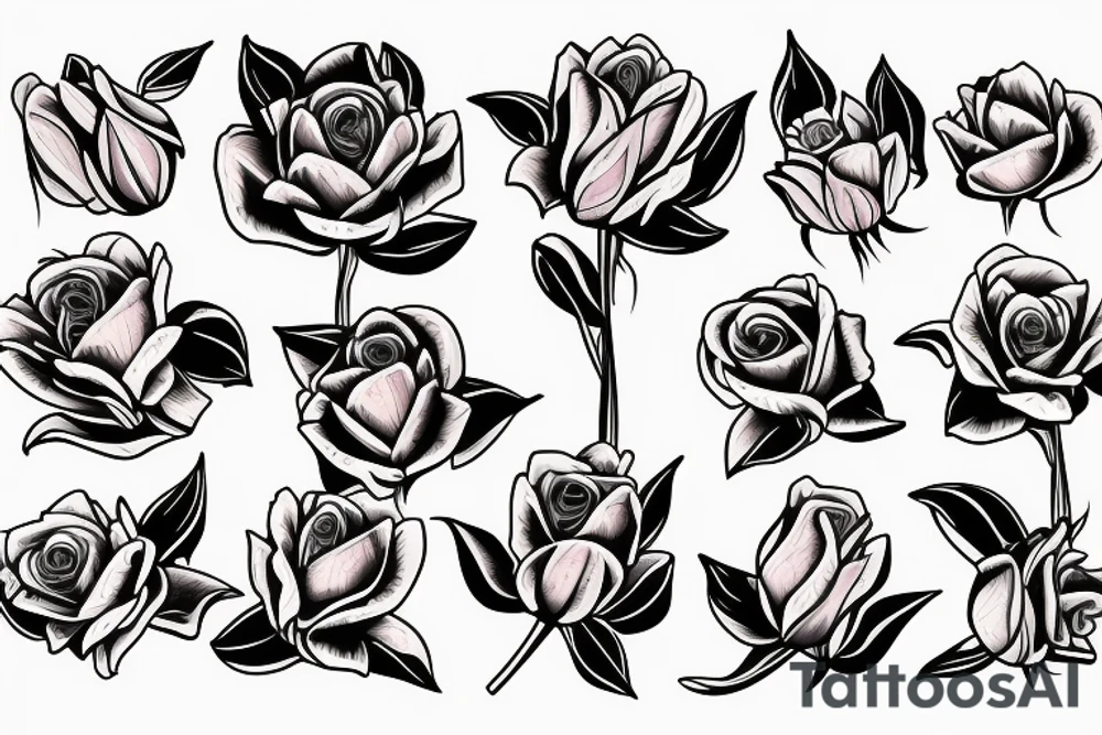 Roses tulips and orchids tattoo idea