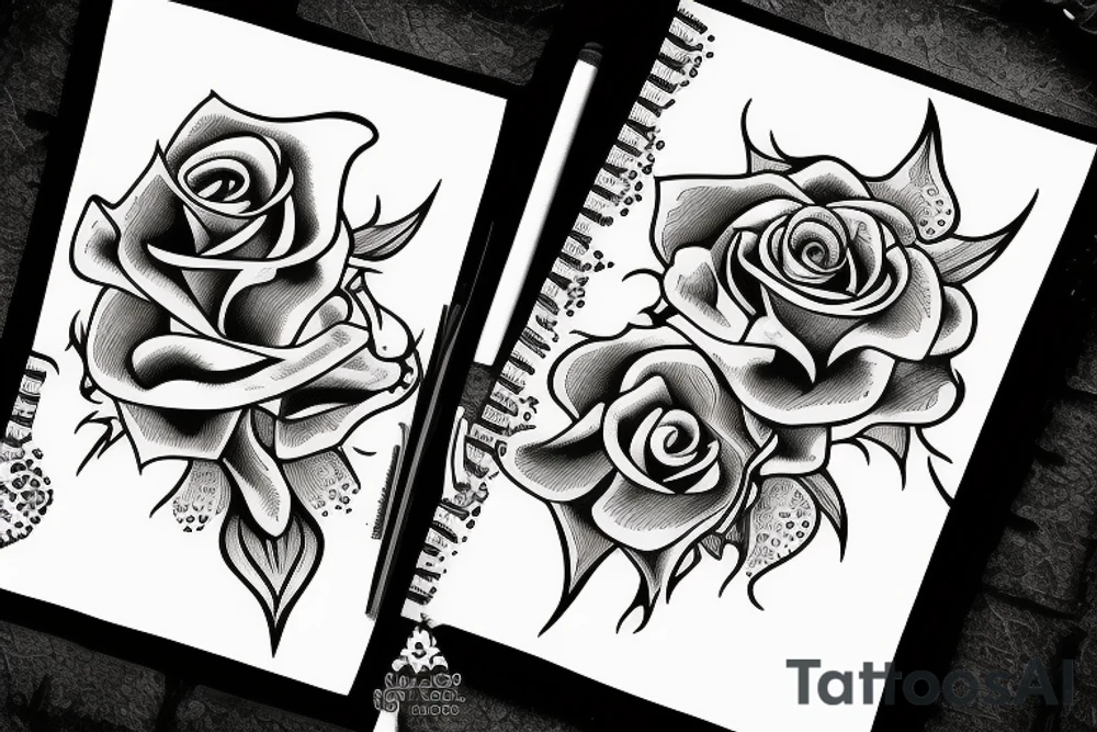A flame and a rose tattoo idea