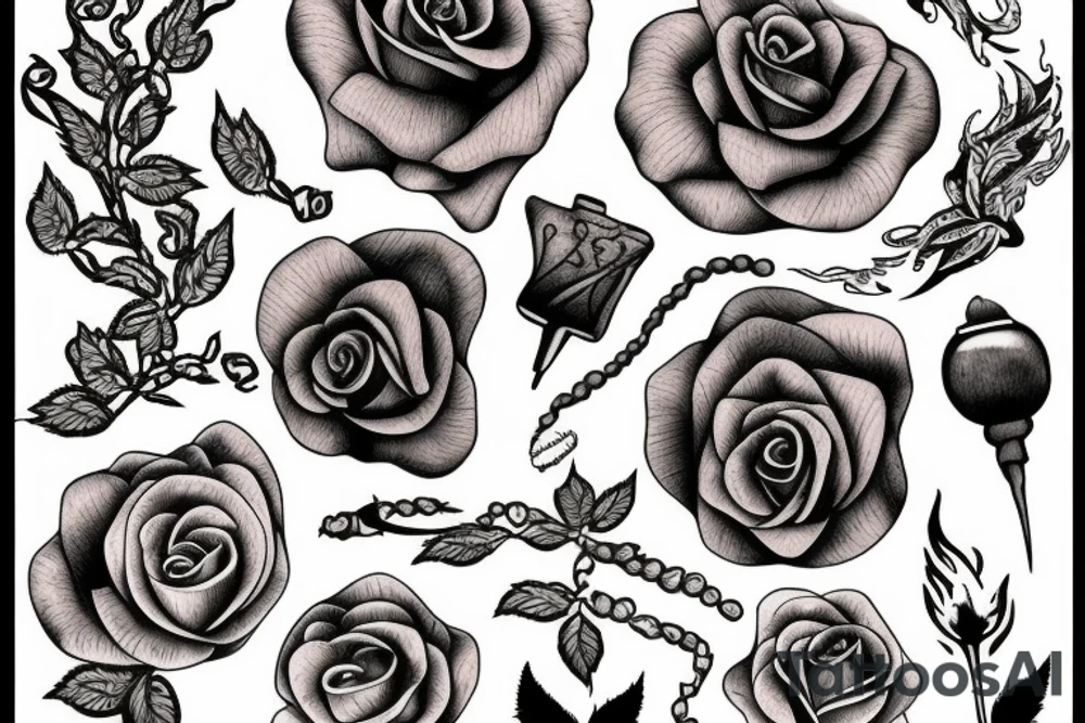 A flame and a rose tattoo idea