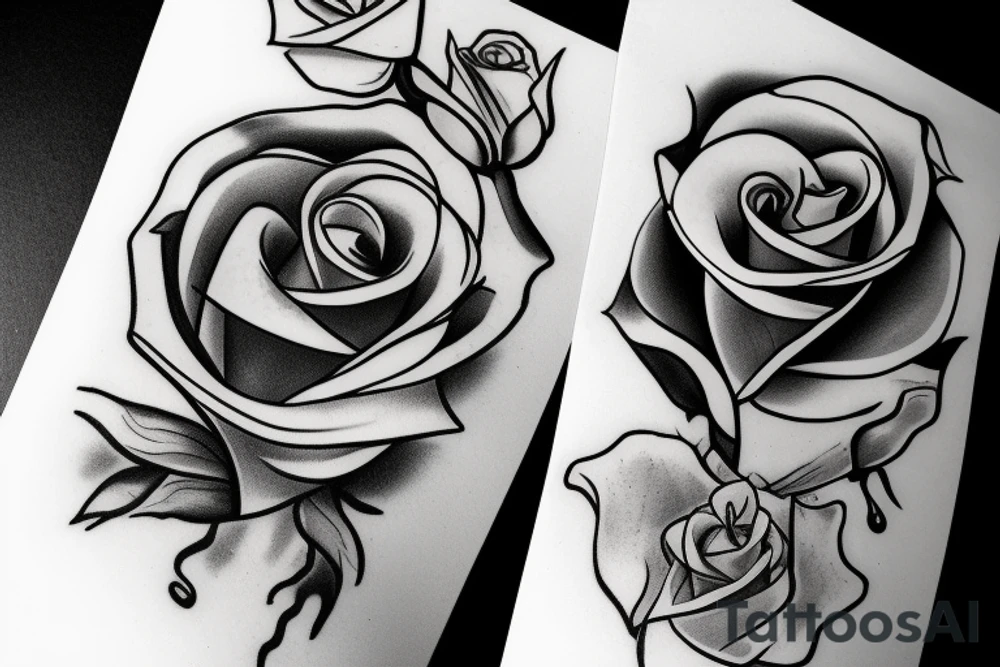 A flame and a rose tattoo idea