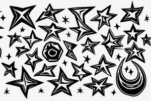 The upper half a flame the bottom half a star tattoo idea