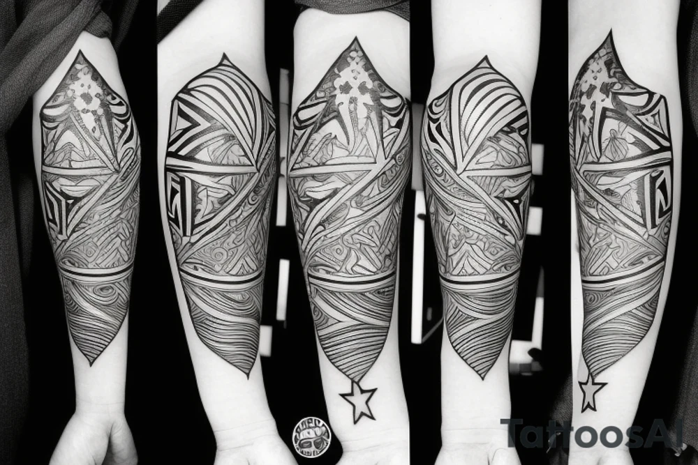 Half flame half star tattoo idea