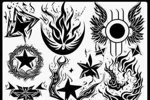 Half flame half star tattoo idea