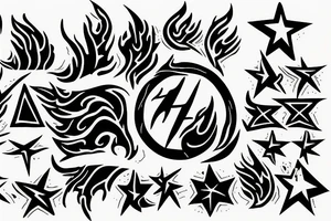 Half flame half star tattoo idea