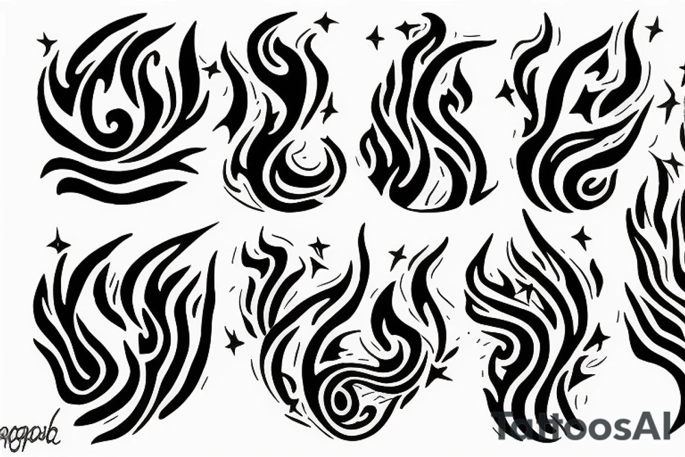 Half flame half star tattoo idea