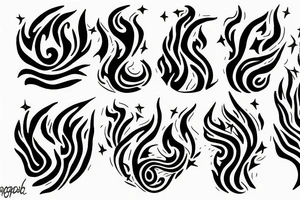 Half flame half star tattoo idea