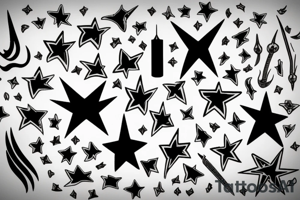 A flame and a star tattoo idea