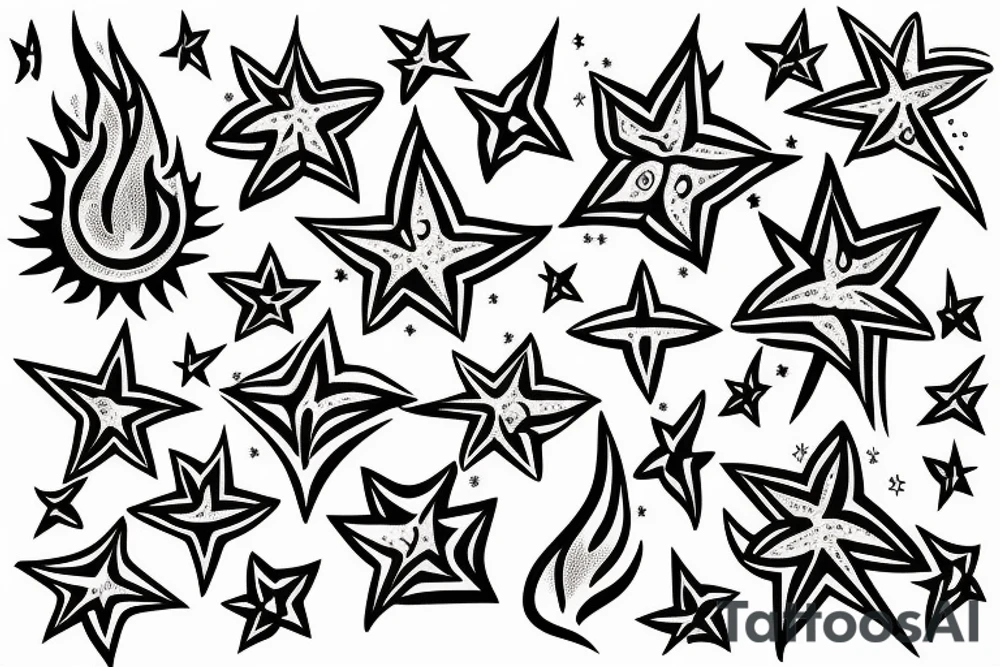 A flame and a star tattoo idea