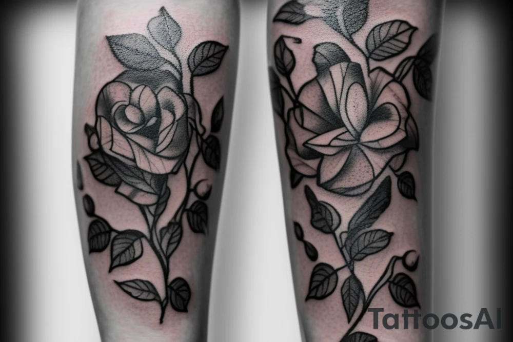 A black and white forearm tattoo featuring a delicate, intertwined rose vine. The vine starts at the base of your wrist and wraps around your forearm, symbolizing growth and resilience. Within the vine, there are breaks and gaps, representing the concept of being broken or feeling lost. However, emerging from the broken parts of the vine, there are small buds and blossoming roses, signifying hope and the ability to overcome challenges.

Around the vine, you can have text that wraps elegantly, with the quote “Through brokenness, I found courage to grow.” The text can be in a stylish, calligraphy-like font to add artistic flair. tattoo idea