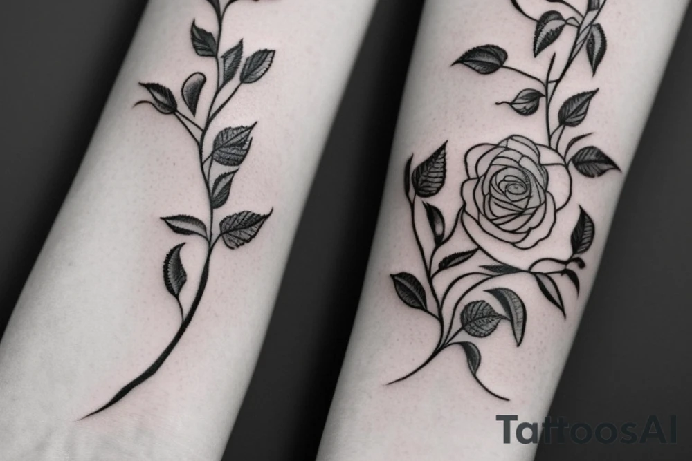 A black and white forearm tattoo featuring a delicate, intertwined rose vine. The vine starts at the base of your wrist and wraps around your forearm, symbolizing growth and resilience. Within the vine, there are breaks and gaps, representing the concept of being broken or feeling lost. However, emerging from the broken parts of the vine, there are small buds and blossoming roses, signifying hope and the ability to overcome challenges.

Around the vine, you can have text that wraps elegantly, with the quote “Through brokenness, I found courage to grow.” The text can be in a stylish, calligraphy-like font to add artistic flair. tattoo idea