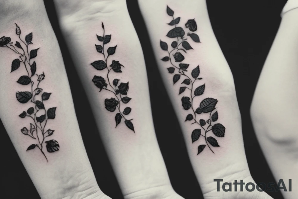 A black and white forearm tattoo featuring a delicate, intertwined rose vine. The vine starts at the base of your wrist and wraps around your forearm, symbolizing growth and resilience. Within the vine, there are breaks and gaps, representing the concept of being broken or feeling lost. However, emerging from the broken parts of the vine, there are small buds and blossoming roses, signifying hope and the ability to overcome challenges.

Around the vine, you can have text that wraps elegantly, with the quote “Through brokenness, I found courage to grow.” The text can be in a stylish, calligraphy-like font to add artistic flair. tattoo idea