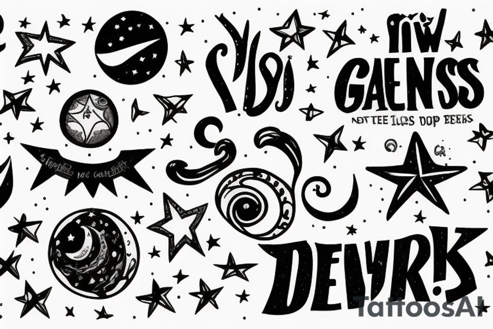 Text - "Now the darkness gathers, stars begin to peep" tattoo idea