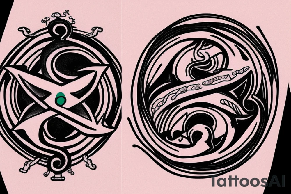 anchor within yin yang depicting the duality of nature but strengthened by the anchor of life tattoo idea