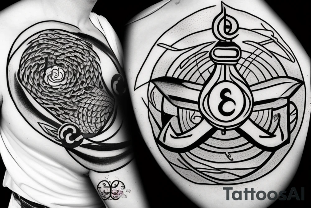 anchor within yin yang depicting the duality of nature but strengthened by the anchor of life tattoo idea