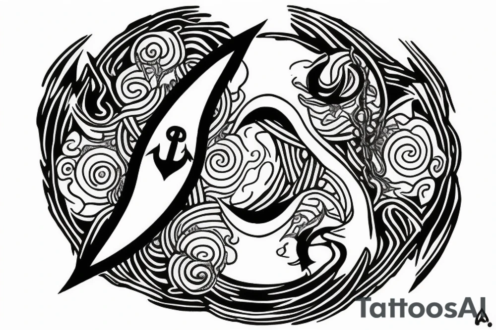 anchor within yin yang depicting the duality of nature but strengthened by the anchor of life tattoo idea