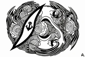 anchor within yin yang depicting the duality of nature but strengthened by the anchor of life tattoo idea