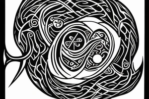anchor within yin yang depicting the duality of nature but strengthened by the anchor of life. Add eagle head to the anchor ends tattoo idea