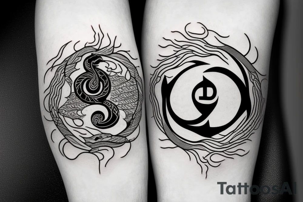 anchor within yin yang depicting the duality of nature but strengthened by the anchor of life. Add eagle head to the anchor ends tattoo idea