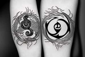 anchor within yin yang depicting the duality of nature but strengthened by the anchor of life. Add eagle head to the anchor ends tattoo idea