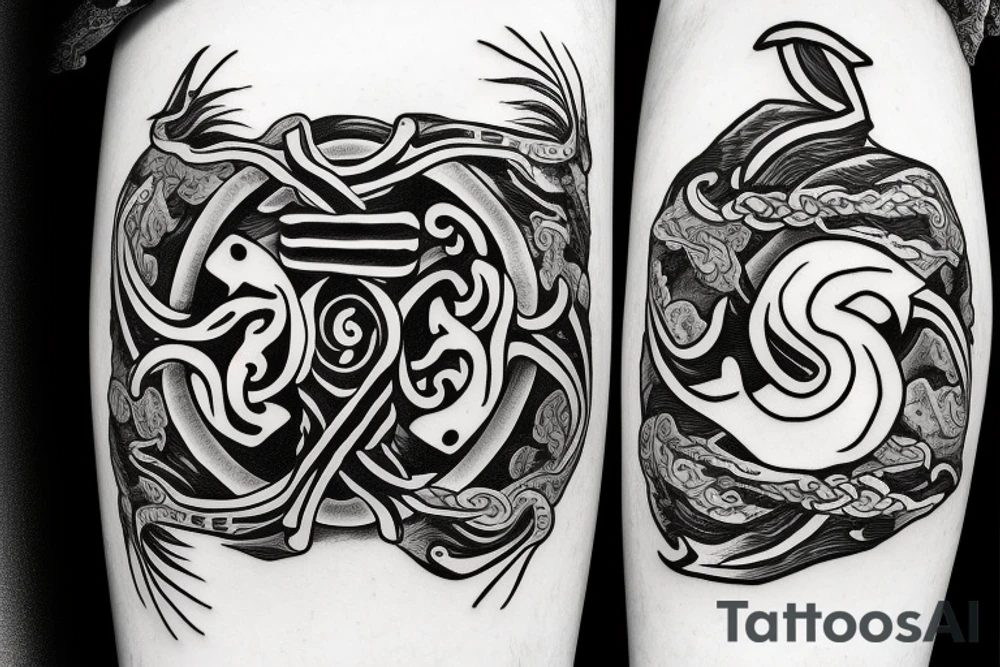anchor within yin yang depicting the duality of nature but strengthened by the anchor of life. Add eagle head to the anchor ends tattoo idea