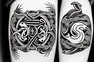 anchor within yin yang depicting the duality of nature but strengthened by the anchor of life. Add eagle head to the anchor ends tattoo idea
