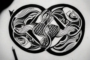 anchor within yin yang depicting the duality of nature but strengthened by the anchor of life. Add eagle head to the anchor ends tattoo idea
