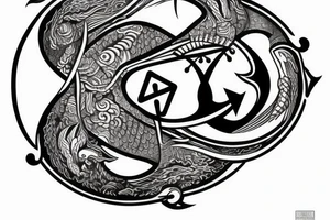 anchor within yin yang depicting the duality of nature but strengthened by the anchor of life. Add eagle head to the anchor ends tattoo idea